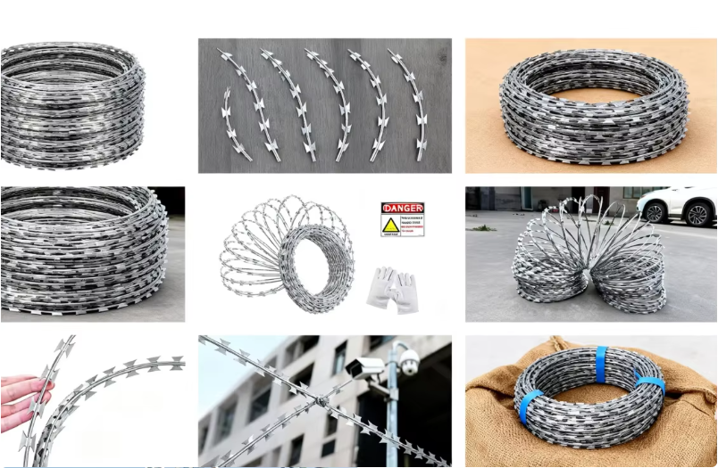 Corrosion Proof Razor Barbed Wire Coil Barbed Concertina Wire CBT-60 High Security Galvanized Barrier