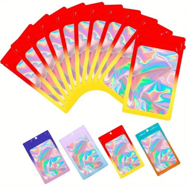 Custom Logo Resealable Smell Proof Aluminum Foil Edible Small Food Zip Lock Plastic Packaging Mylar Hologram Bags