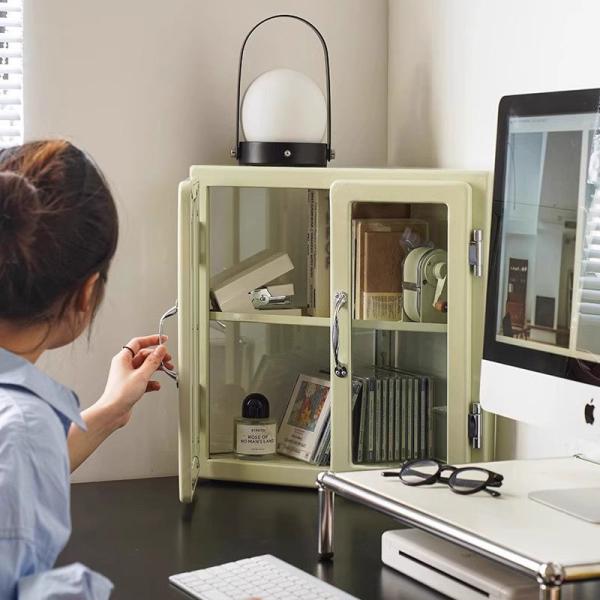 New Metal Triangle Corner Cabinet Rustproof Office Desktop File Storage Rack Bedroom Perfume Make up Display Organizer Dustproof