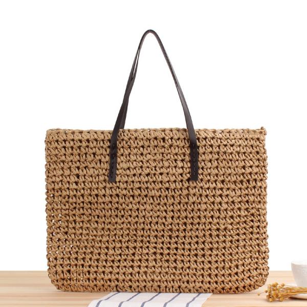 CROSS-BORDER NEW LARGE CAPACITY CASUAL STRAW BAG JAPAN AND SOUTH KOREA SHOULDER BAG SOLID COLOR HAND-WOVEN BAG SEN