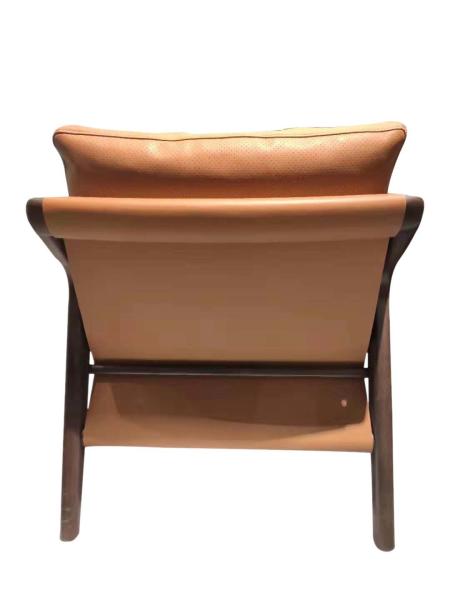 Custom made furniture of Armchair in Steel structure with Oak wood legs for Lobby leisure sofa chair by italy leather