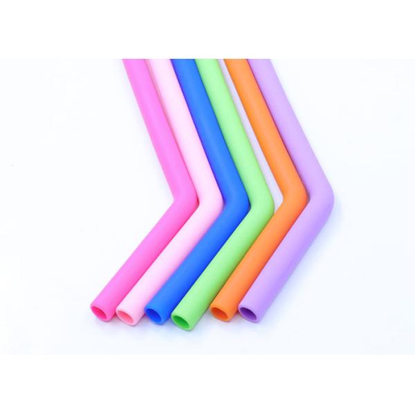 Hot Drink Reusable Long Slender Food Grade Silicone Straws With Cleaning Brushes