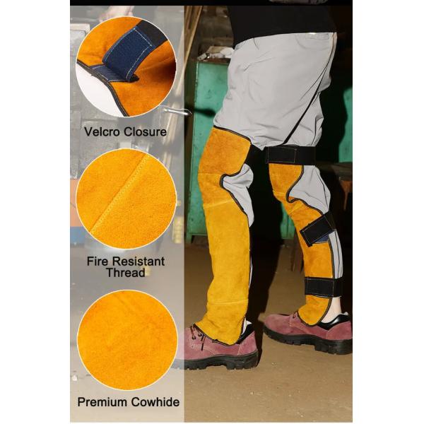 Дополнительное длинное кожаное сваривая колено перебранок огнезащитное сваривая прокладывает теплостойкую крышку ноги деятельности сварщика