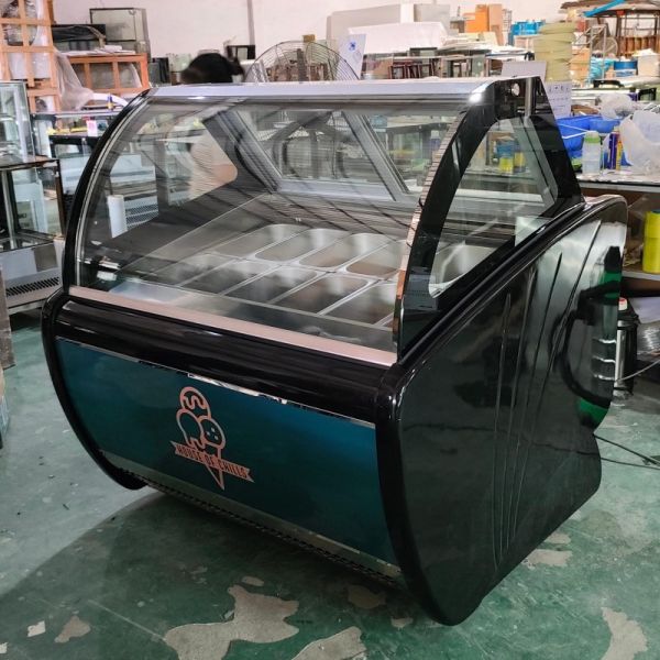 12 Pan Gelato Ice Cream Display Freezer Air Cooling Customized CE Approved