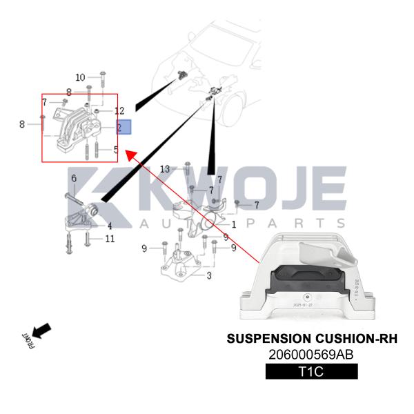 206000569AB Car Engine Mount Assembly SUSPENSION CUSHION-RH For Exeed LX
