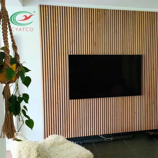 Practical Wood Soundproof Panels , MDF Acoustic Wood Slat Ceiling