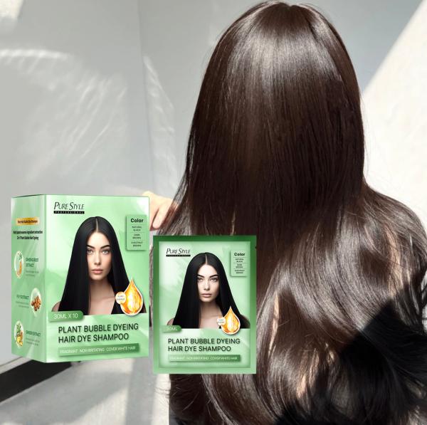 Hair Color Manufacturer OEM Herbal  Bubble Hair Dye Shampoo Black Hair Dye Gray Coverage Organic Hair Colour  Shampoo
