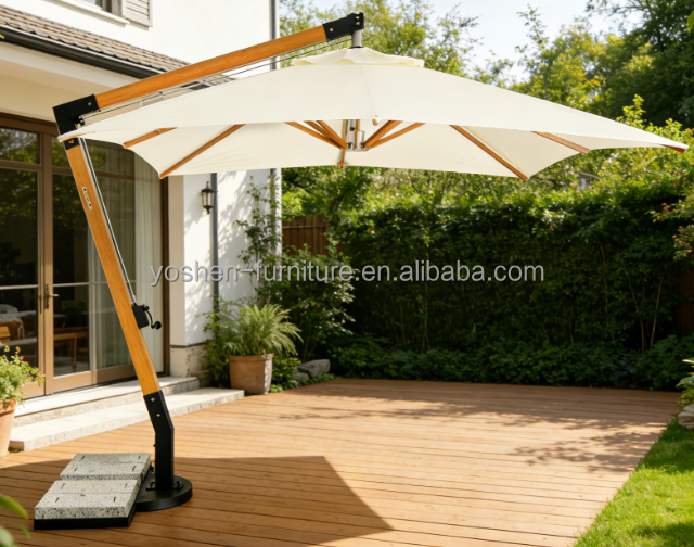 Commercial Cantilever Umbrella with Heavy Duty Windproof Aluminum Frame for Hotel Patio Outdoor Use