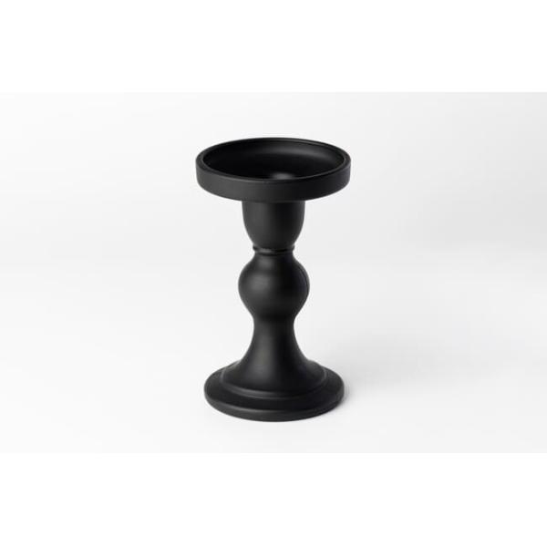 Black Color Glass Candle Holder Lead Free Pillar And Taper Candle Holders