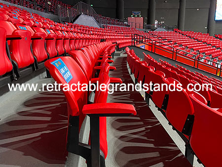Tip Up Plastic Fixed Stadium Seating With Armrest Fire Protected