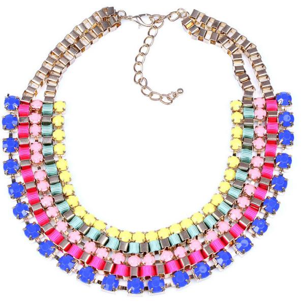 ZARA fashion models with manual compiled clip multicolor diamond necklace wholesale