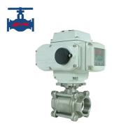 3PC Type Electric Ball Valve with Internal Threads Two Way Flow and Manual Actuation