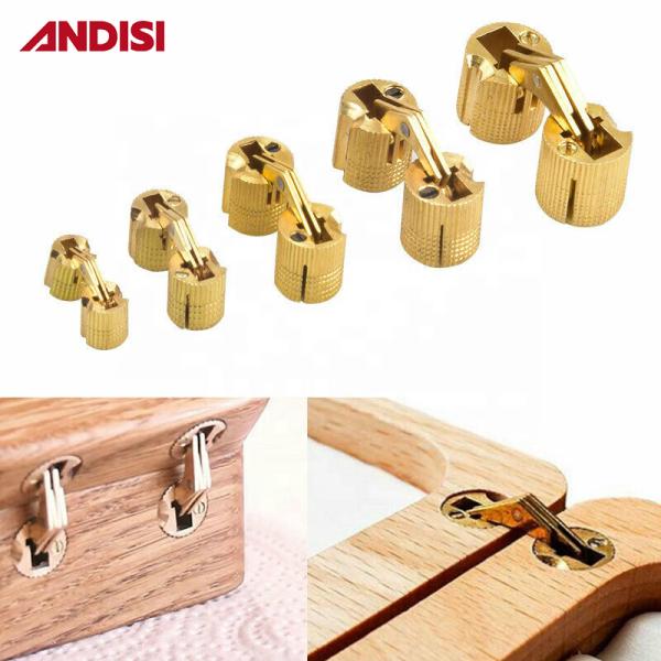 Modern Design Style High End Brass Concealed Cylinder Solid Brass Hinges for Wooden Box