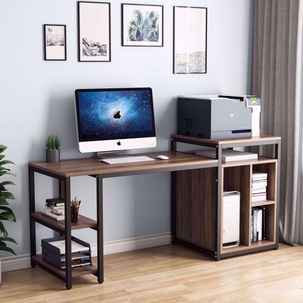 Commercial Soho Home Office Desk with Book Shelves Modern Furniture Metal and Wood