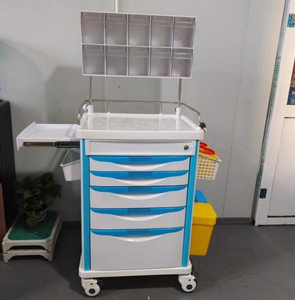 Hospital Anesthesia Trolley Instrument Cart 5 Storage Drawers Sturdy Construction