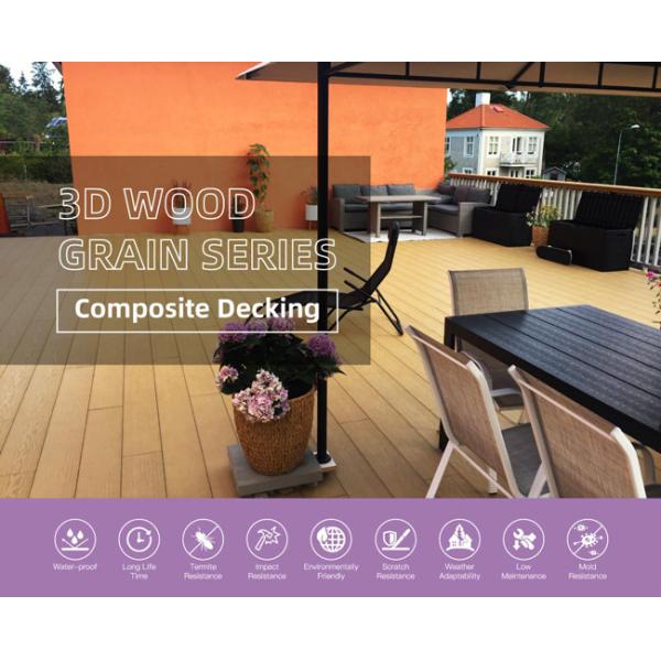 200x25mm Light Coloured Hollow Composite Decking ISO14001 Outdoor