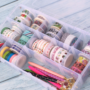 Girds Clear Plastic Organizer Box Storage For Washi Tape Tackle Box Jewelry Crafts Organizer, Container