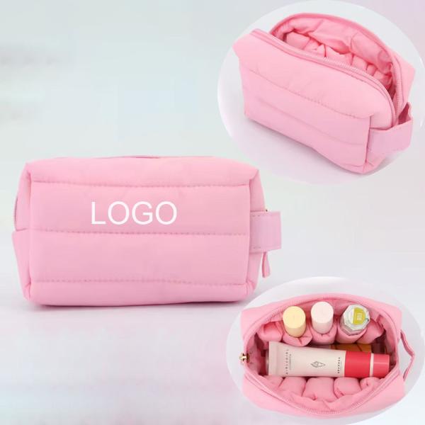 Waterproof Pouch Nylon Travel Makeup Organizer Bag with Zipper Closure and Logo Design