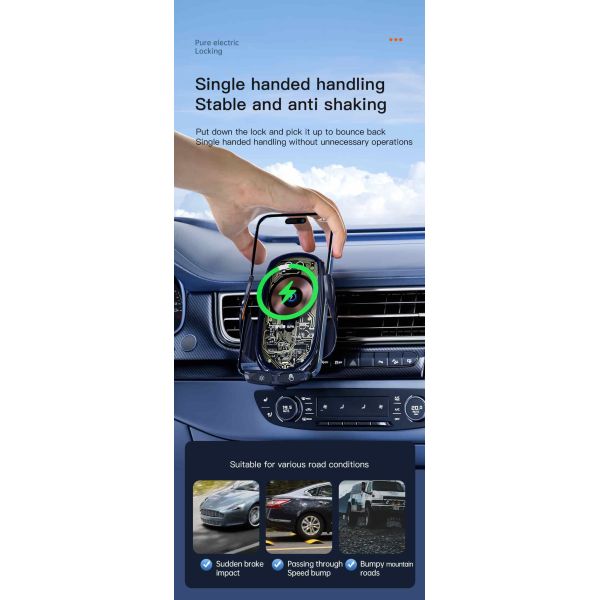 66W Magnetic Car Phone Holder With Fast Charging Hands Free Car Phone Holder