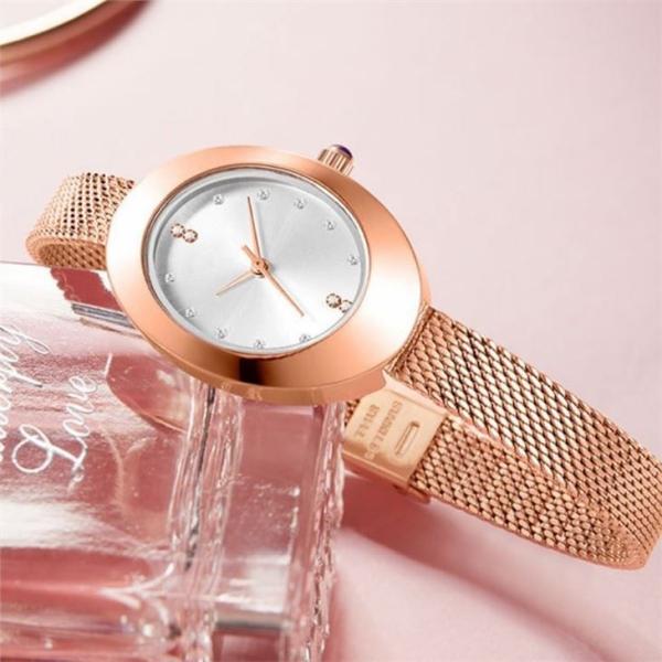Insurance Buckle Mesh Strap Quartz Watch 30m Waterproof 8mm Dial