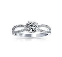 925 Sterling Silver Ring Micron Pave White Gold Plated for Women Wedding Couple Engagement