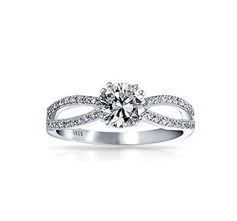925 Sterling Silver Ring Micron Pave White Gold Plated for Women Wedding Couple Engagement