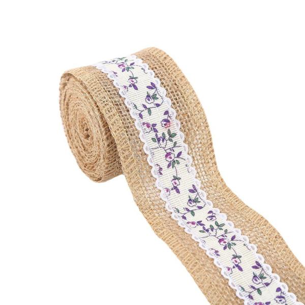 6.5cm Jute Burlap Faixa Plain Satin Tecido Bordas 10 Yards Eco Friendly