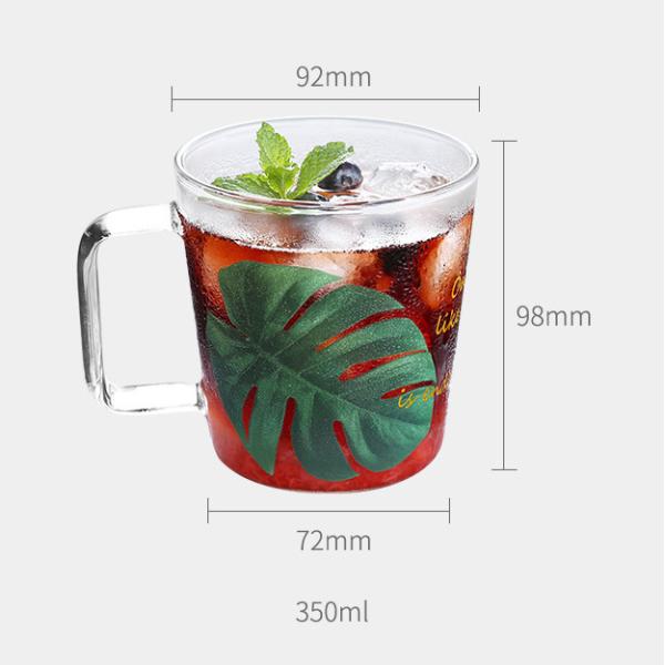 Высокий размер кофейной чашки боросиликатного стекла подгонянный красочный с ручкой