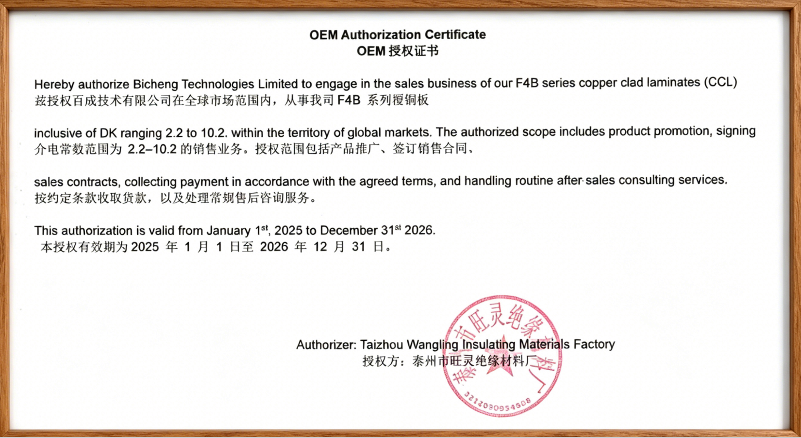 Bicheng Electronics Technology Co., Ltd Certifications