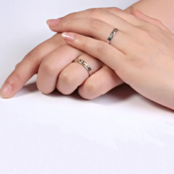 18K White Gold Yellow Gold Diamonds Wedding  Couple Ring  (GDR010)
