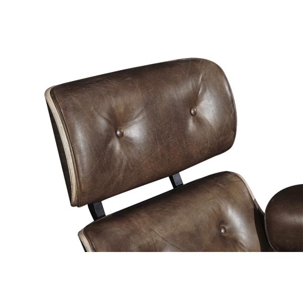 Vintage Industrial  Leather Eams Leisure Swiviel Chair Bend wood Frame