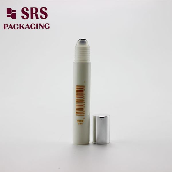 SRS empty cosmetic 15ml white plastic perfume roller ball bottle