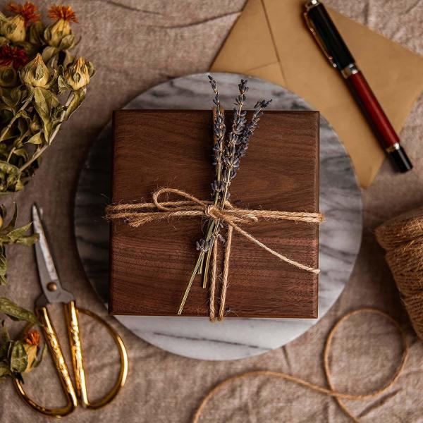 5.1inch персонализировало квадрата шкатулки для драгоценностей грецкого ореха коробку деревянного деревянную с магнитной крышкой