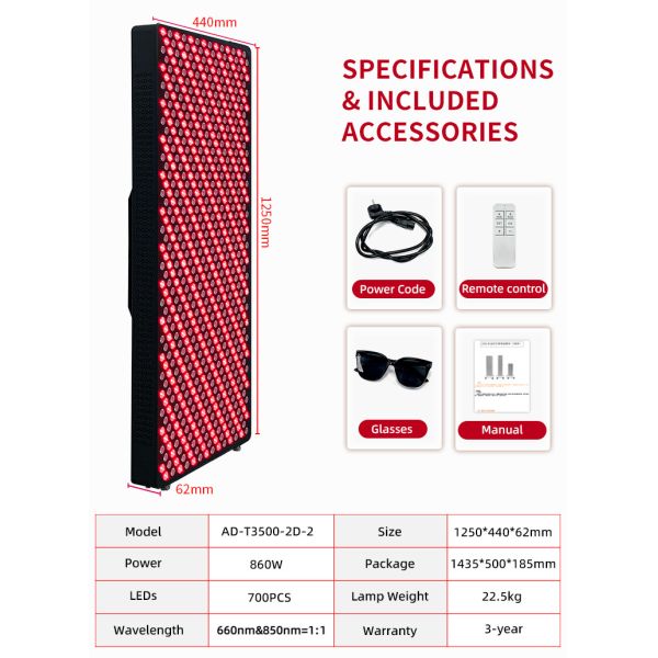  3500W Red Infrared LED Light Timer Therapy Panel Standing 