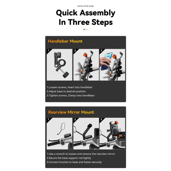 Motor de motocicleta Motor de motocicleta Porta móvil a prueba de golpes con un solo botón de bloqueo