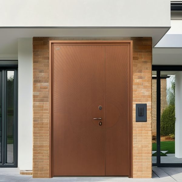 Villa Steel Security Door Finished Surface Modern Main Entry Door Custom Color