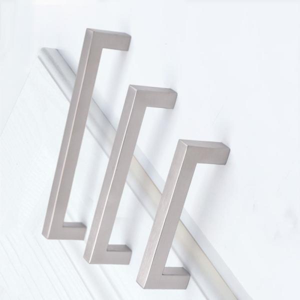 224mm Brushed Stainless Steel U Shape Silver Furniture Handle With Screws
