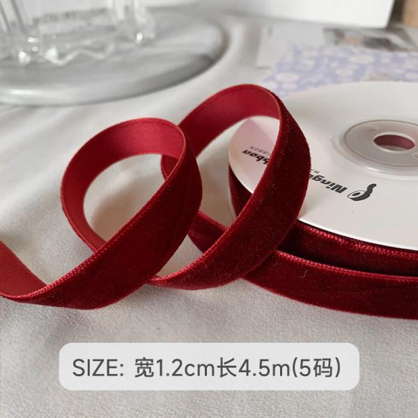 Faixa de veludo de 38 mm com duas faces 3,8 cm Faixa de veludo vermelho escuro