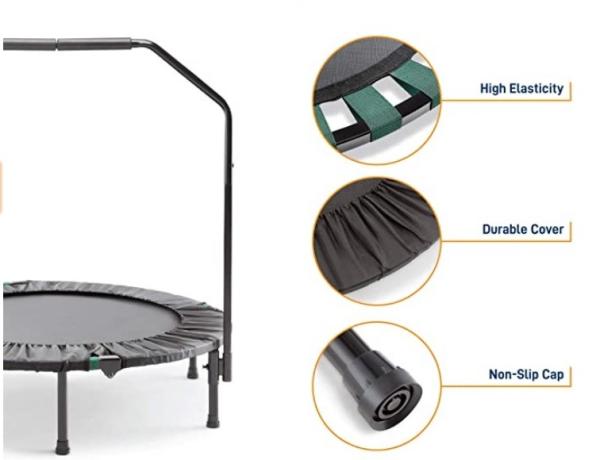 best fitness trampoline with handle, fitness trampoline with bar, foldable fitness trampoline