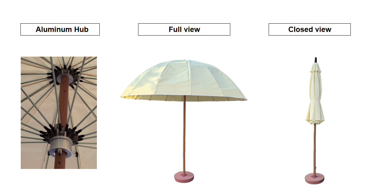 3m Fiberglass Ribs Patio Umbrella, Windproof Round Sun Umbrella with Crank and Tilt