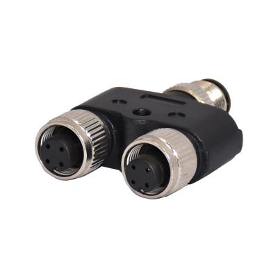 M12 conector impermeável A que codifica o tipo fêmea circular conector de 4pins 5pins Y do conjunto