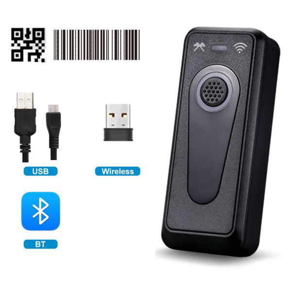 Pocket Bluetooth Hand Scanner 2D QR 1D Barcode Scanner Reader Support Connected Mobile Phone