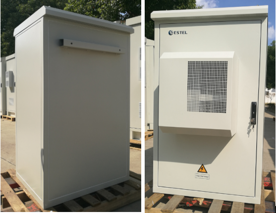 Gabinete al aire libre de acero galvanizado de UPS de la batería del recinto del soporte de poste con el aire acondicionado de DC