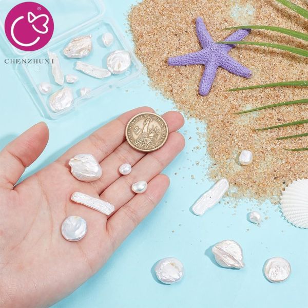 Different Styles Natural Freshwater Pearl Star Heart Round Button Baroque Loose Pearl and Pearl Earrings White Color Jewelry