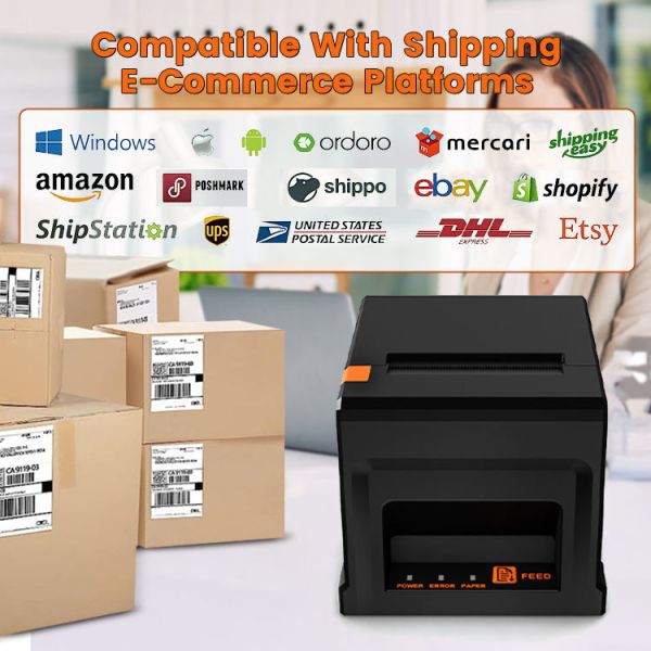 YJ-8360 Kitchen Thermal Printer 80mm USB & LAN Interface 203dpi High-Speed Receipt Printer