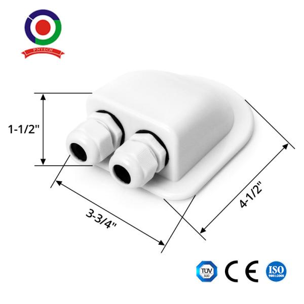 White ABS Solar Cable Entry Box with 6mm to 12mm Cable Gland for Flat Surface PV Solar Panel Installation
