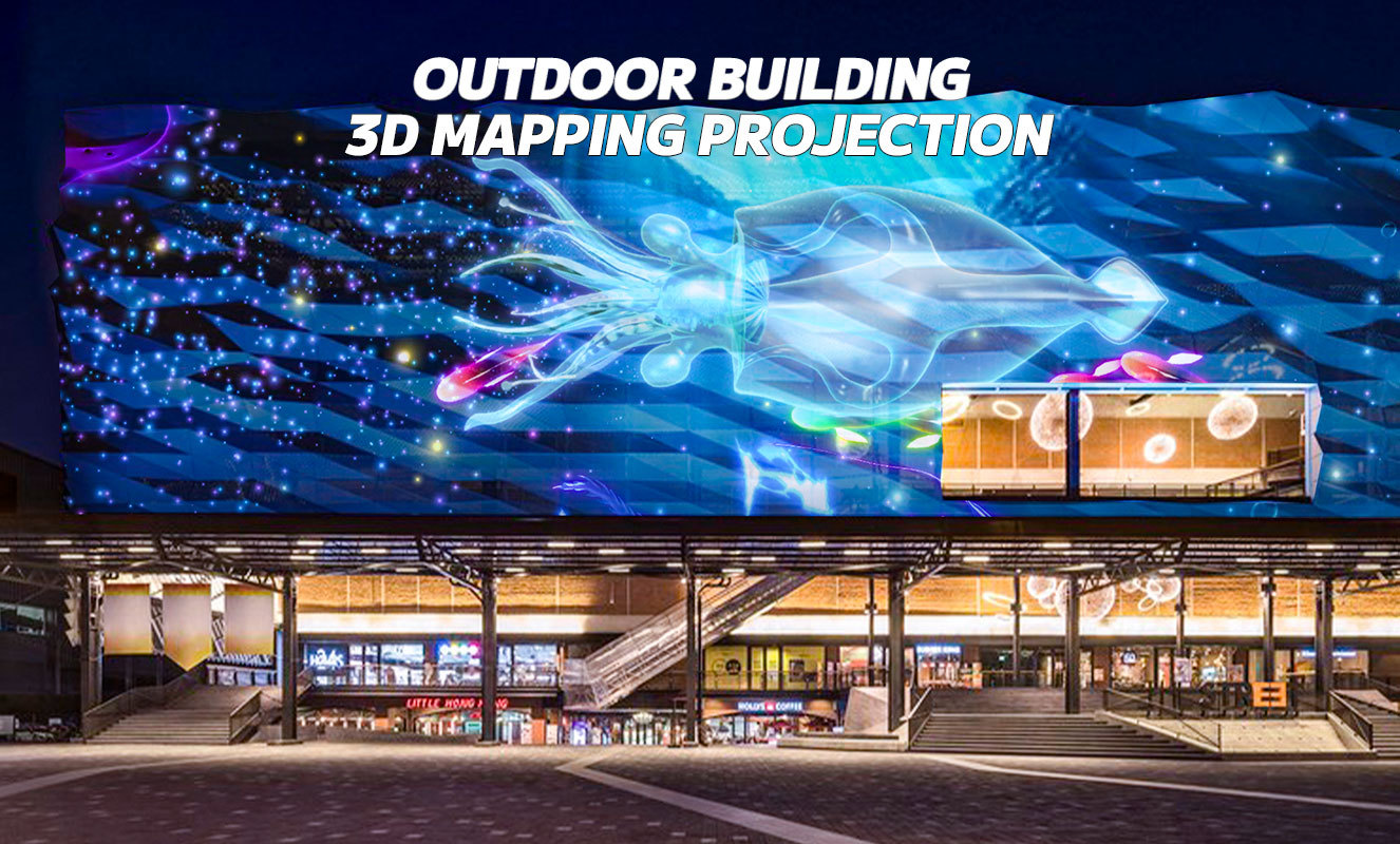 Наружное 3D проекционное отображение с видеоэкраном на стене украсить здание