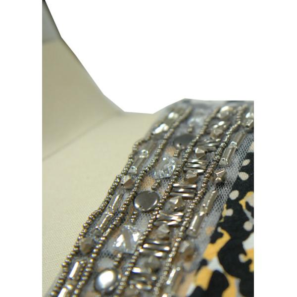 Ladies Casual V Neck Shirt  Allover Pigment Printing And Front Neckline With Special Accessories