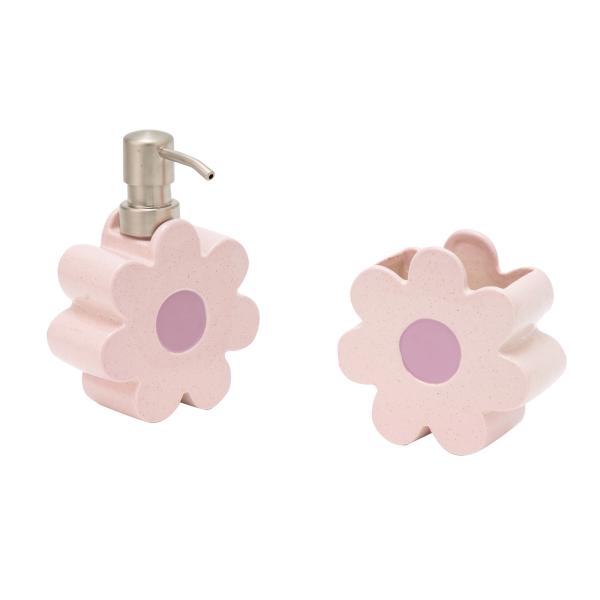Flower Ceramic Bathroom Accessories Set Foam Soap Dispenser Toothbrush Holder