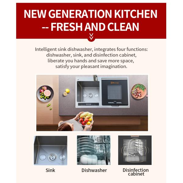 Ultrasonic Fruit And Vegetable Disinfection Machine Intelligent Double -Tank Dish Washing Basin Multifunctional